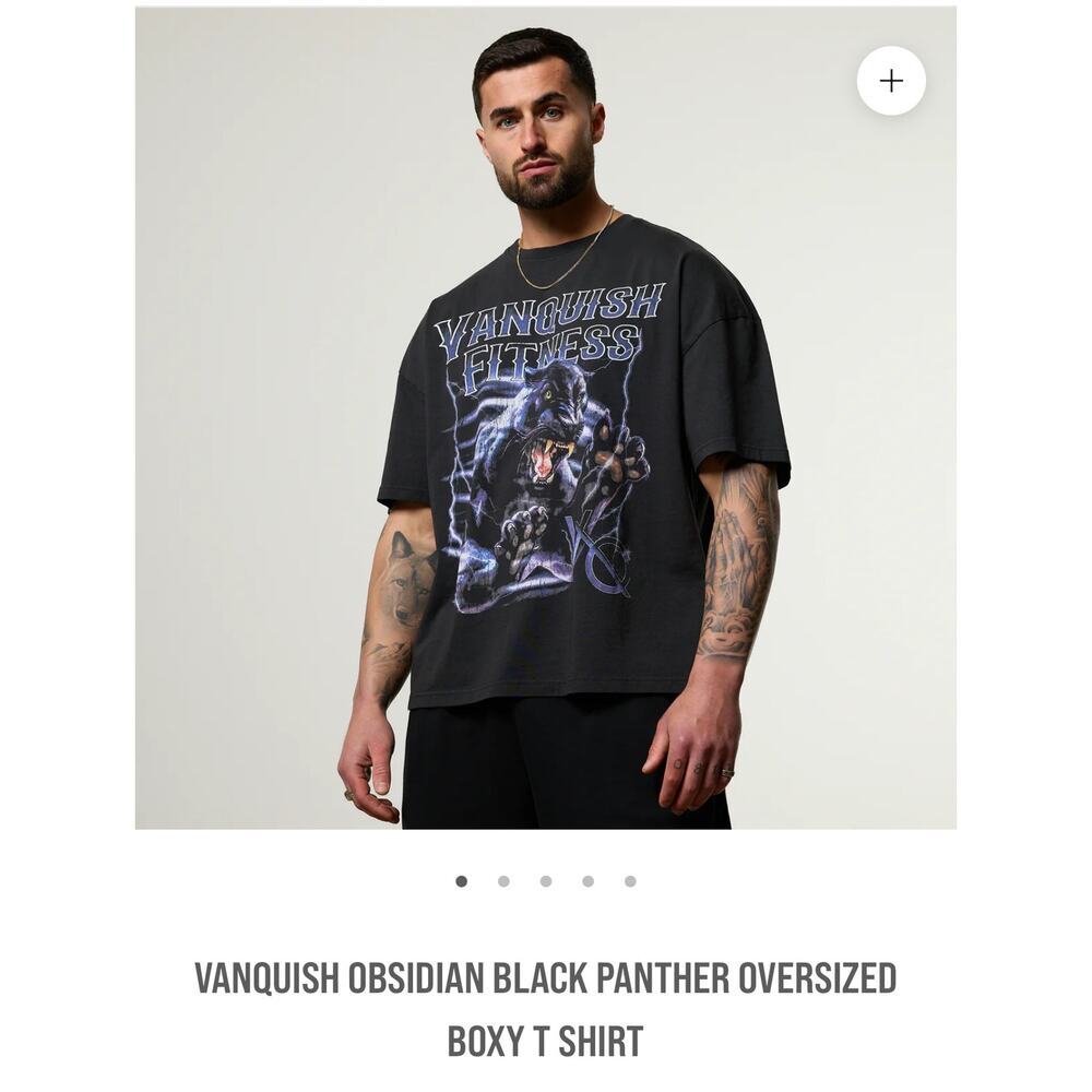 Vintage Look Vanquish Obsidian Black Panther Oversized Boxy T-shirt Sz small